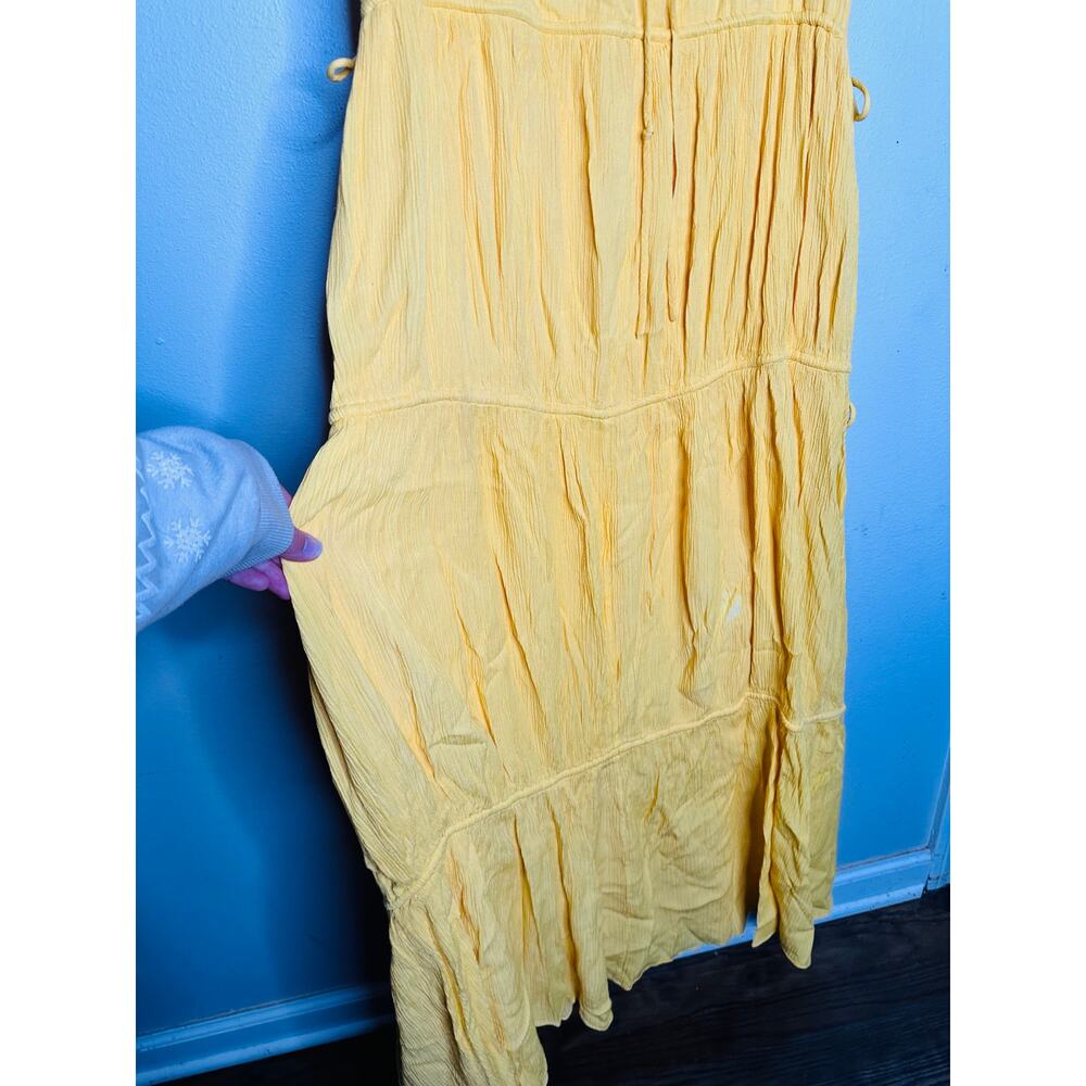 JONATHAN SIMKHAI Daffodil Lina Lightweight Crinkle Teardrop Cutout Maxi Dress L - Picture 10 of 16